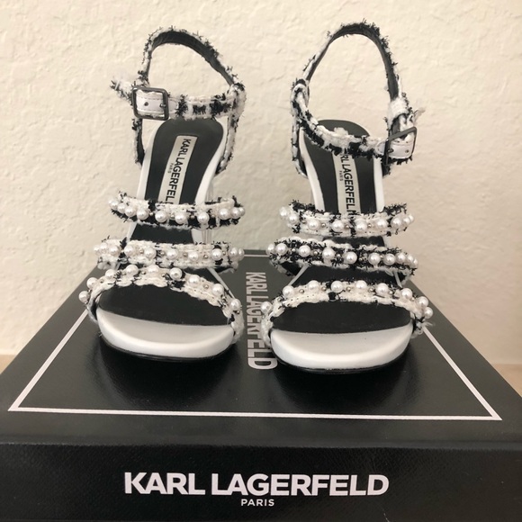 Karl Lagerfeld Shoes - Karl Lagerfeld blk/white tweed/pearl sz. 5.5 w/box